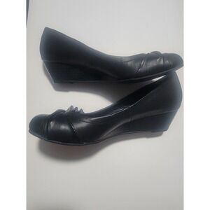 NIB Vintage Rampage Y2K Joost Womens Black Low Wedges Sz 8 Quiet Luxury